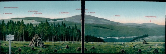 Klapp Postcard Brocken in the Harz Mountains, Panorama