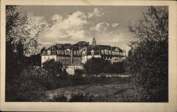 Postcard Piešťany Pistyan Pistian Pöstyen Slovakia, Grand Hotel Royal view from the spa town, landscape with