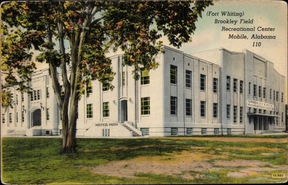 Postcard Mobile Alabama USA, Fort Whiting, Brookley Field, Recreation Center