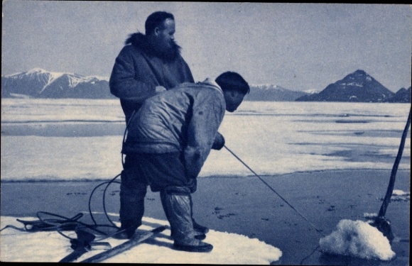 Postcard North America, Peche du narval, Fischer, Narwhal, Missions d'Amerique