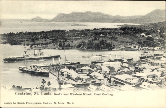 Postcard Castries St Lucia, harbor view, city