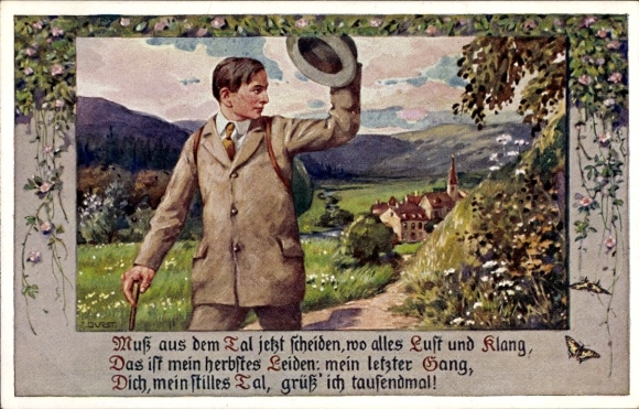 Song by artist Postcard Durst, T., Must I depart from the valley, Wanderer takes leave