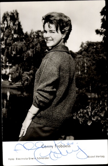 Actress and singer Conny Froboess, portrait, autograph