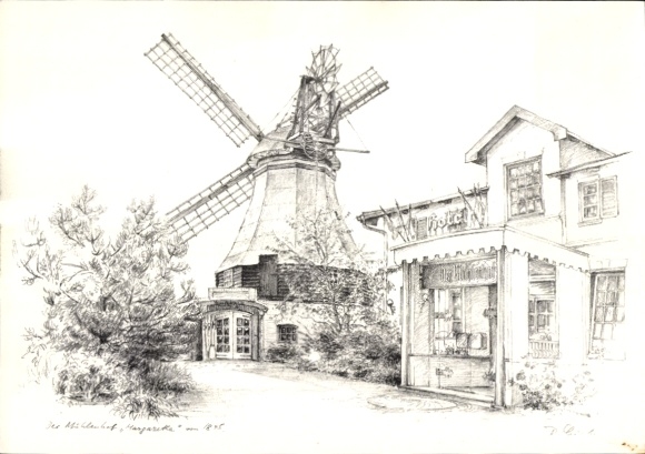Artist Postcard Westerdeichstrich Büsum in Dithmarschen, The Mill Courtyard