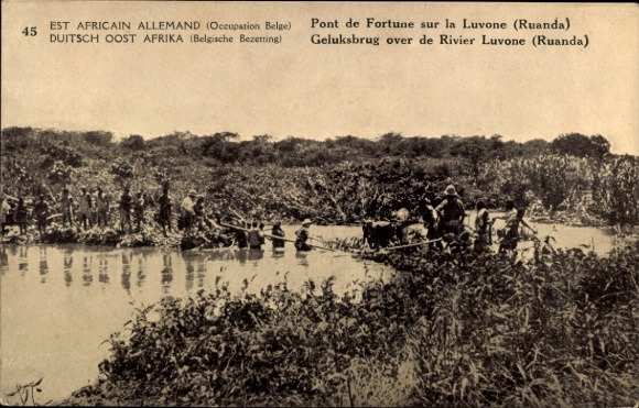 Postal stationery CPA Rwanda, Pont de Fortune sur la Luvone