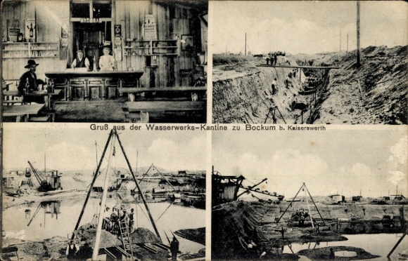 Postcard Bockum Wittlaer Düsseldorf am Rhein, Wasserwerks-Kantine