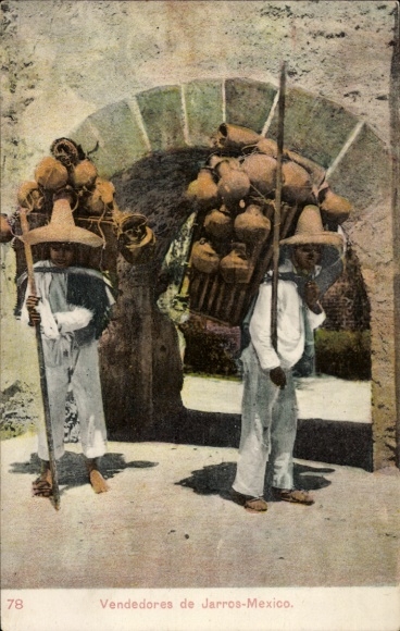 Postcard Jarros Mexico, Vendores