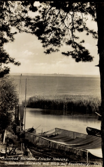 Postcard Polsk Narmeln Gdańsk Danzig, Vistula Spit, fishing nets, view of Frombork