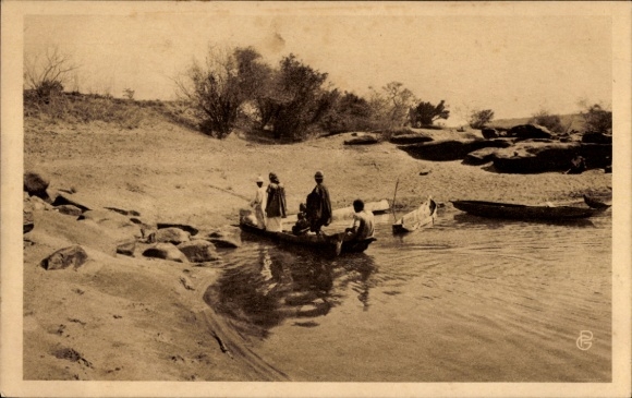Postcard Bamako Mali, Pirogue sur le Niger