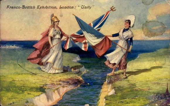 Artist Postcard Franco British Exhibition, London, Unity, National Allegories France, Great Britain