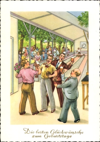 Happy birthday, men bowling