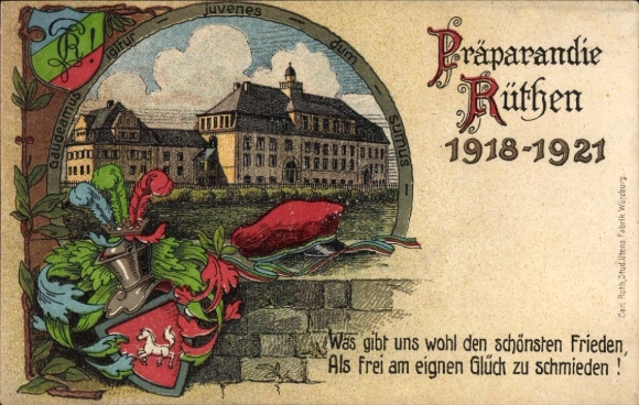 Studentika Postcard Rüthen in Westfalen, Präparandie 1918-1921, Coat of Arms