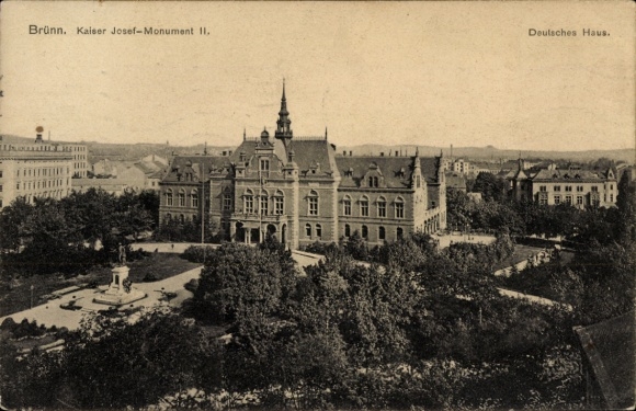 Postcard Brno Brünn South Moravia, Emperor Joseph II Monument, German House