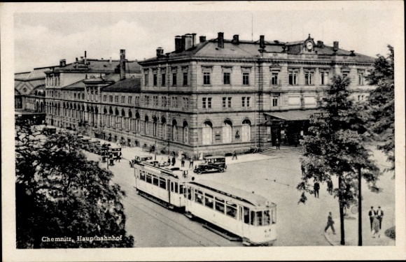 Chemnitz in Saxony, main train station, tram