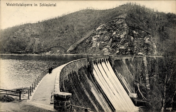 Postcard Zagórze Śląskie Kynau Silesia, Weistritz Dam, Schlesiertalsperre