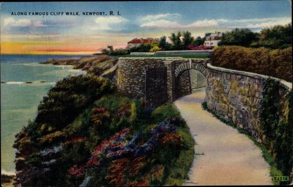 Postcard Newport Rhode Island USA, along the famous Cliff Walk