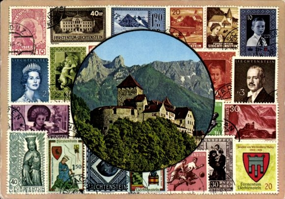 Stamps Postcard Vaduz Liechtenstein, Vaduz Castle, Residence of the reigning Prince of Liechtenstein
