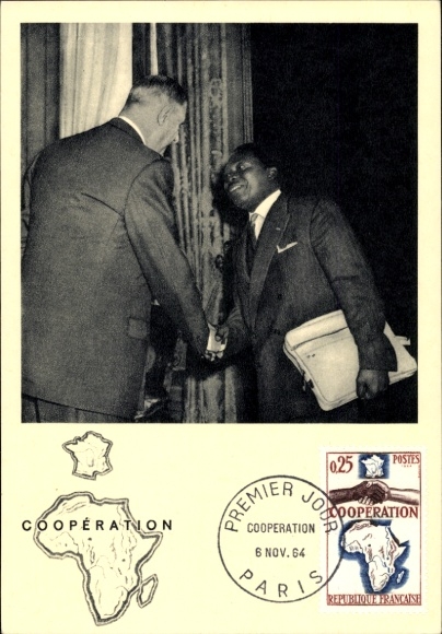 Maximum Postcard Paris, Premier Day, Cooperation 6 November 1964, Milton Obote