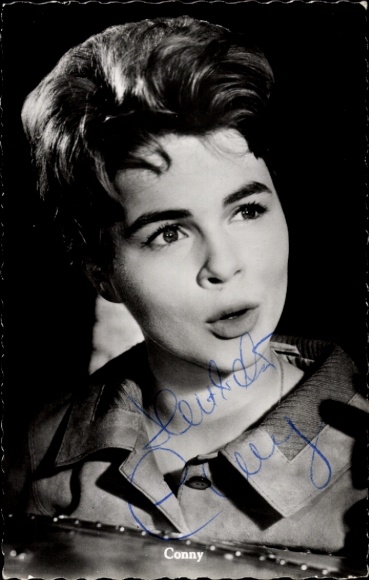 Actress and singer Conny Froboess, portrait, autograph