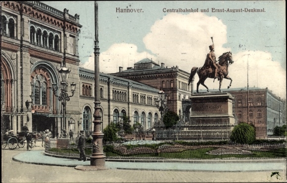 PC Hanover in Lower Saxony, central train station with Ernst August monument