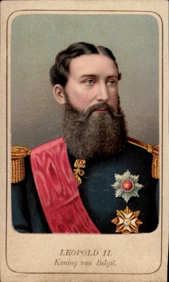 Lithograph of King Leopold II of Belgium