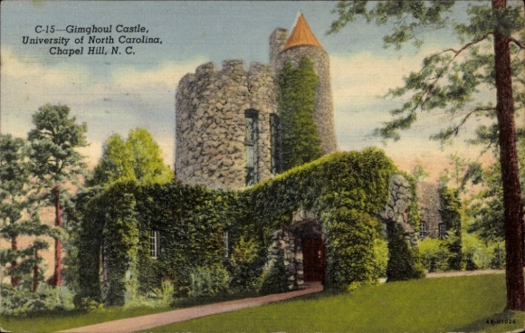Postcard Chapel Hill, North Carolina, USA, Gimghoul Castle, University of North Carolina
