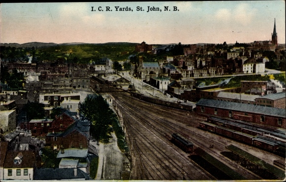 Postcard St John New Brunswick Kanada, I C R Yards