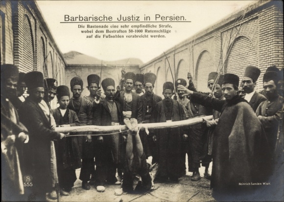 Postcard Iran, Barbaric Justice in Persia, Bastinade