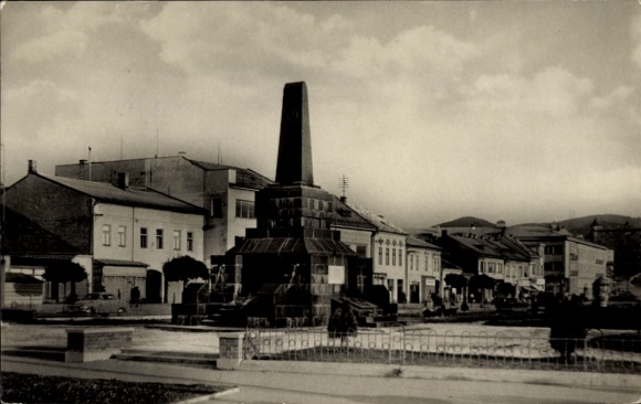 Postcard Zvolen Altsohl Slovakia, monument, buildings, trees, street, Zvolen
