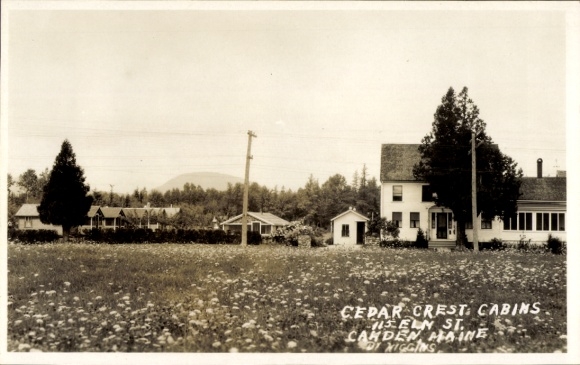 Photo Postcard Camden Maine USA, Cedar Crest Cabins, 115 Elm Street
