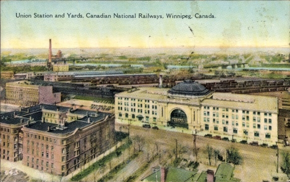 Postcard Winnipeg Manitoba Canada, train station