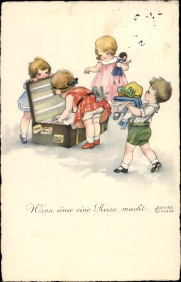 Artist PC Petersen, Hannes, If one makes a journey, children, suitcases