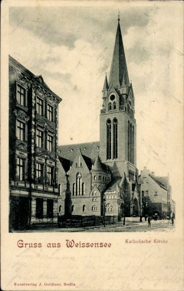 Postcard Berlin Weißensee, Catholic Church