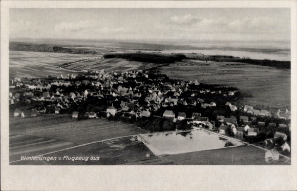Postcard Winterlingen Swabian Alb, aerial view of village, rural surroundings