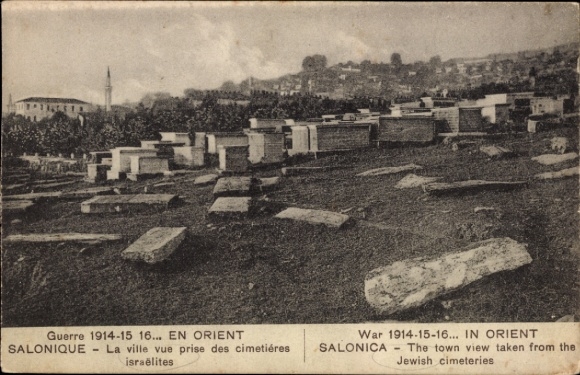Judaika CPA Salonique Thessalonique Grèce, La ville vue prize des cimetières israëlites, 1914-1916