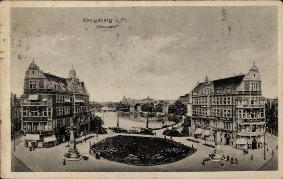 Postcard Kaliningrad Königsberg East Prussia, Coin Square, Buildings, River View