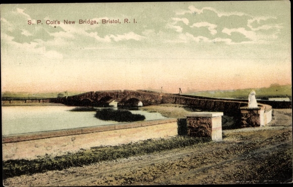 Postcard Bristol RI, SP Colt's new bridge