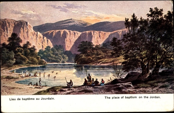 Artist PC Perlberg, F., Jordan, The baptismal site in the Jordan