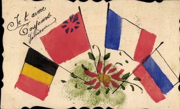 Hand-painted AK flags, Russia, France, Belgium