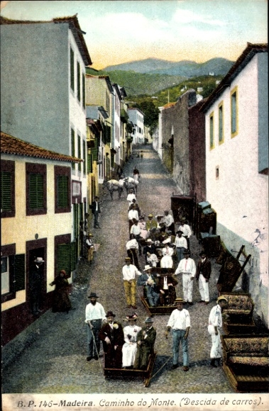 Postcard Madeira Island Portugal, Caminho do Monte, Descida de cars