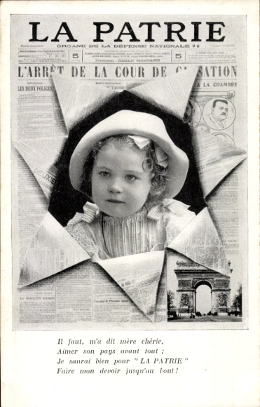 Newspaper PC Paris,La Patrie,Organe de la Défense Nationale,fille,Arc de Triomphe