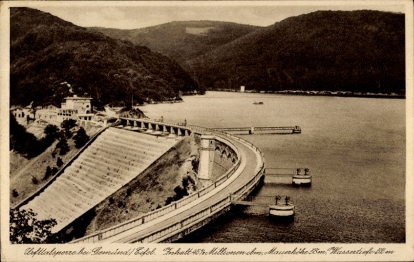Postcard Gemünd Schleiden in the Eifel region, Urft Dam