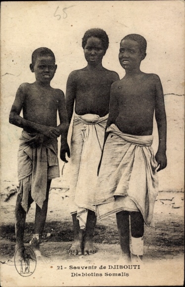 Postcard Djibouti, Somali boys