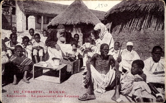Postcard Ethiopia, Leproserie, Le Pansement des Lepreux, lepers