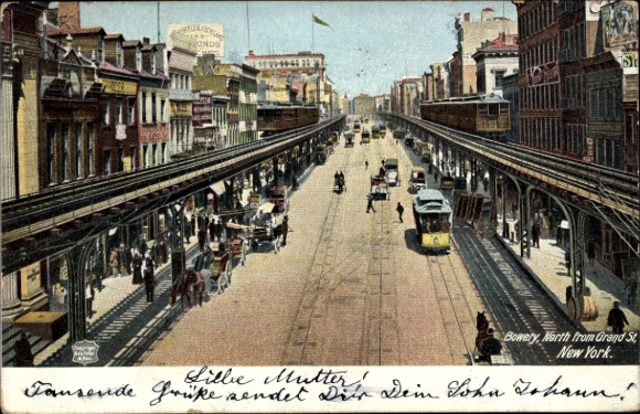 New York City USA, Bowery, elevated railway