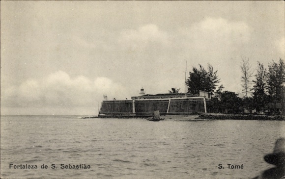 Postcard São Tomé, S. Sebastião Fortress