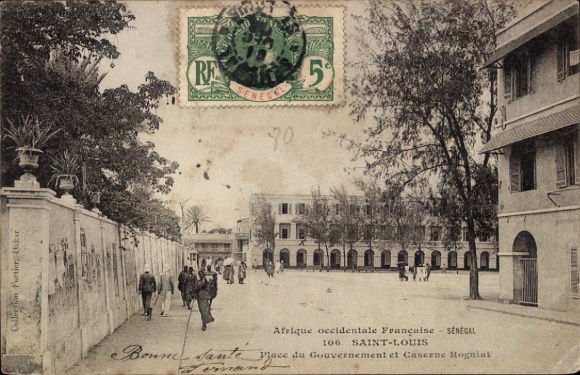 Postcard Saint Louis Senegal, Government and Rogniat Barracks