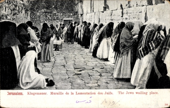 Jerusalem, Israel, Western Wall, mourning Jews, traditional clothing, stones
