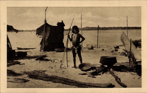 Postcard Brazil, A voyage sur l'Araguaya, A village Caraja