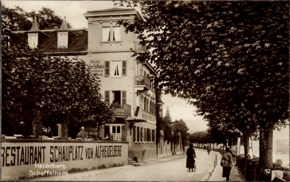 Postcard Heidelberg am Neckar, Hotel Sellehus, Restaurant Schauplatz, Scheffelhaus